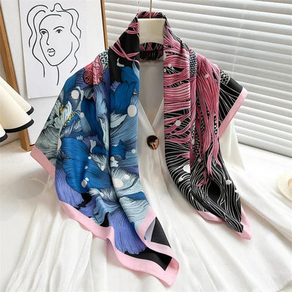 90x90cm Square Silk-Feel Scarf – Luxury Women’s Shawl & Head Wrap