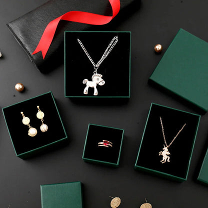 Luxury Jewelry Gift Box Set – White & Dark Green Case