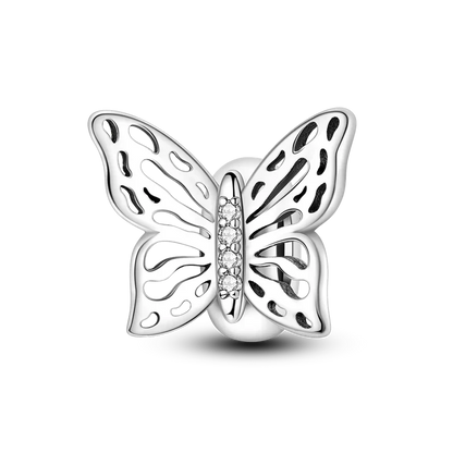 100% 925 Sterling Silver Rainbow Zircon Butterfly Dragon Silicone Stopper Charms - Colorful Beads for DIY Bracelets, Customizable Jewelry for All Occasions