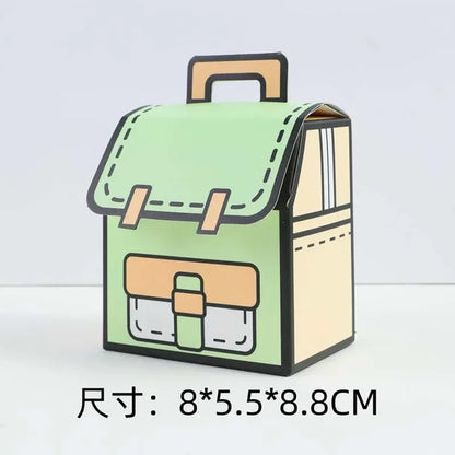 5PCS Creative Gifts Packaging Bags Cartoon School Bag Shape Candy Snack Self-lock Bags for Kids Birthday Party Decors Gifts