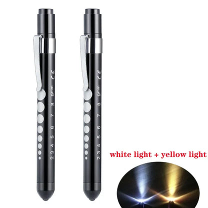 2Pcs Medical Pen Light Flashlight | LED Diagnostic Torch with Pupil Gauge for Doctors and Nurses
