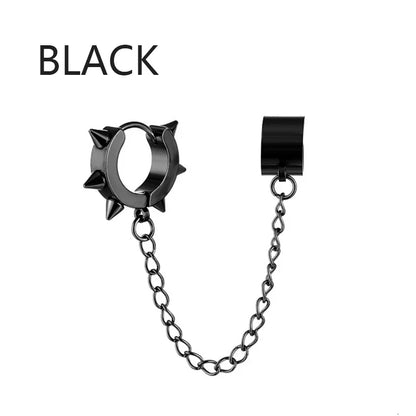 Fashion Punk Cross Pendant Clip Earring | Unisex Metal Chain Tassel Ear Cuff