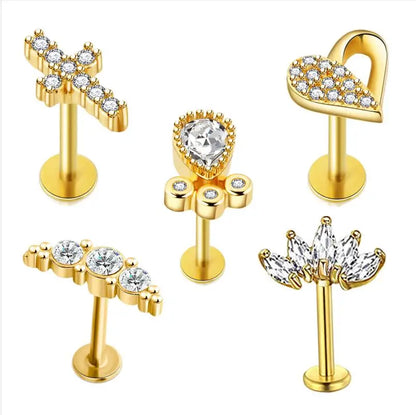 5pcs Tragus Stud Earring Set | Heart CZ Cartilage Piercing Jewelry