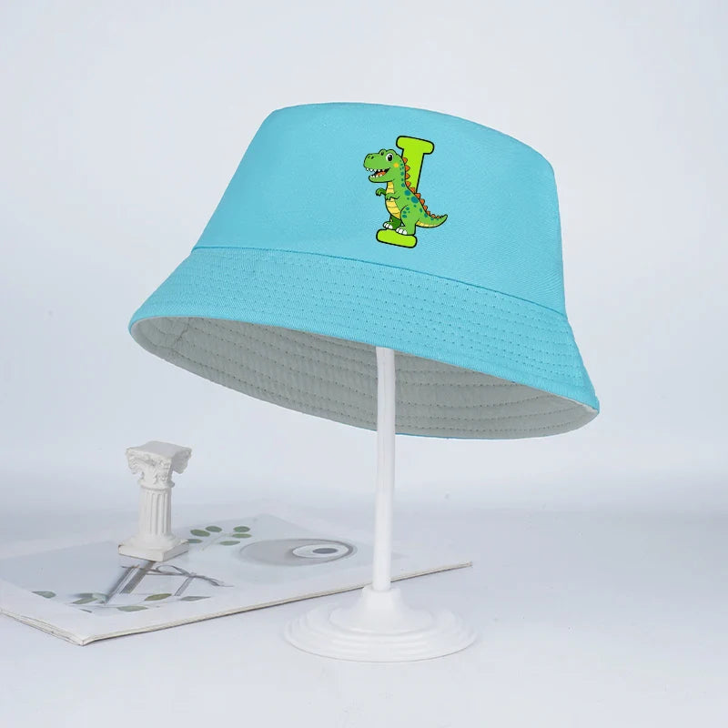 Kids' Dinosaur Letter Bucket Hat | Sun Hat for Toddlers Boys Girls 2-6 Years