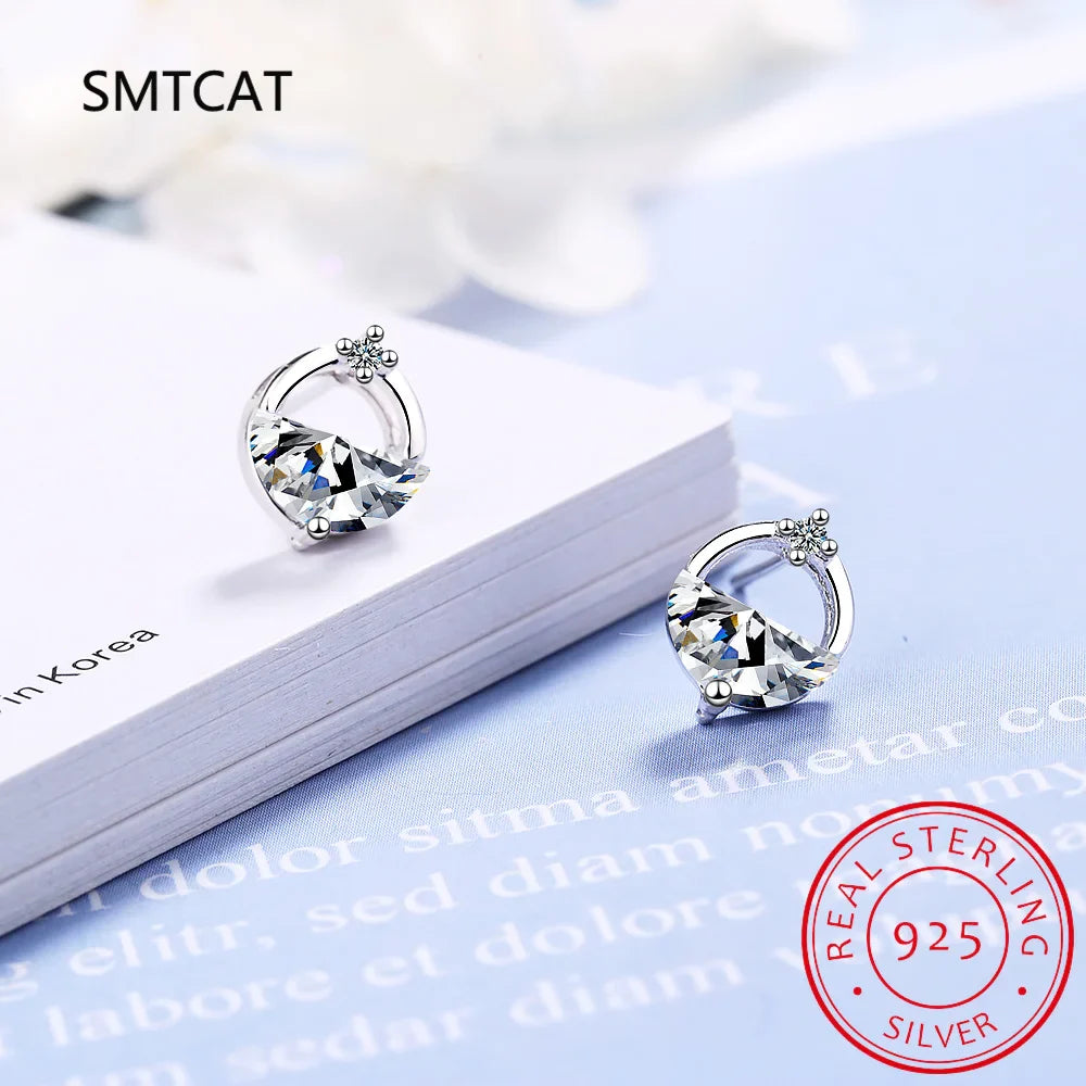 Half Round Natural Sky London Blue Topaz 925 Sterling Silver Spring Water Stud Earrings | Women's Fine Gemstone Jewelry