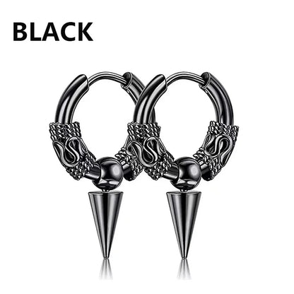 Cross Feather Stud Earrings Set | Unisex Stainless Steel Punk Jewelry
