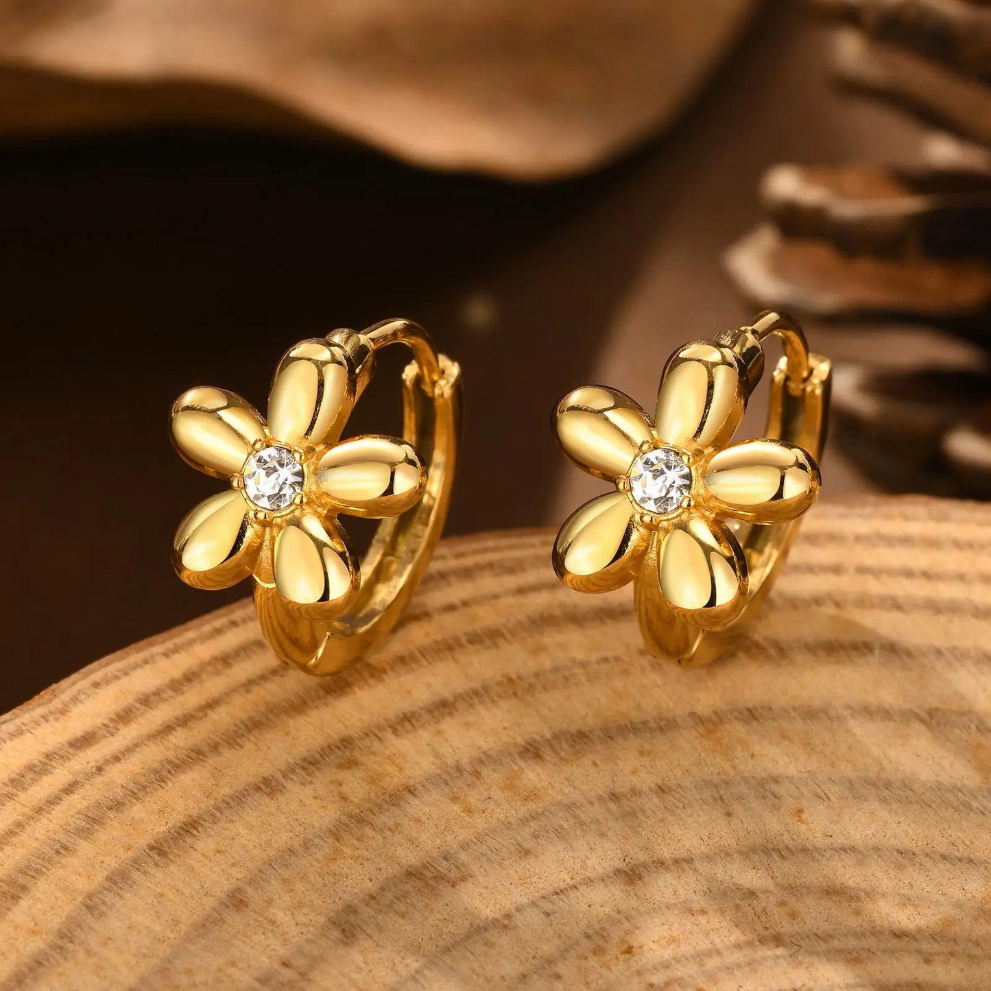 Heart-Shaped Zircon Earrings for Women | Stainless Steel Gold Hoop Earrings
