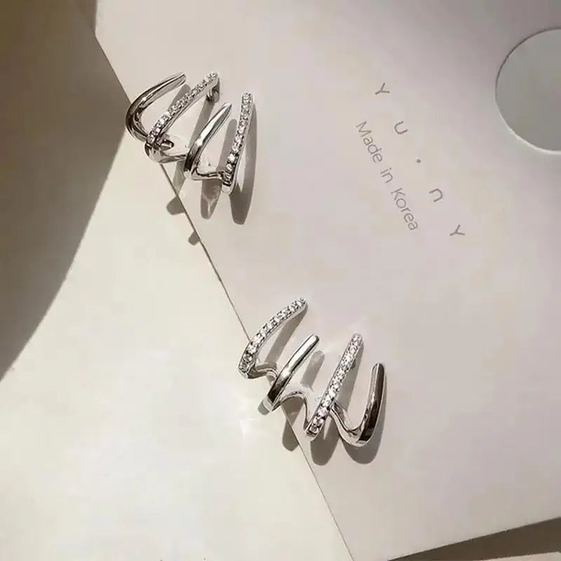 Korean Fashion Seven Star Zircon Earrings | Luxury Crystal Stars Stud Earrings