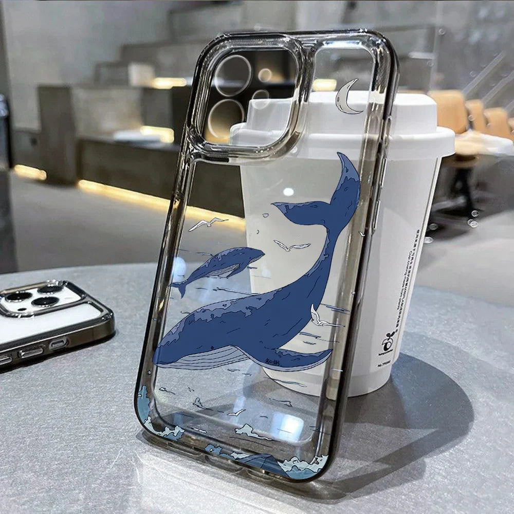Ocean Animals Shark Dolphin Fish Clear Phone Case