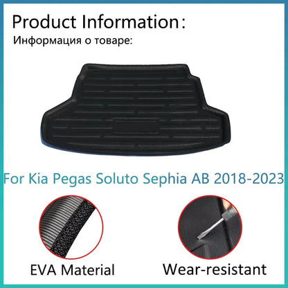 For Kia Pegas Soluto Sephia AB 2018-2023 Car Accessorie Auto EVA Material Trunk Mat Floor Tray Liner Cargo Boot Carpe Waterproof