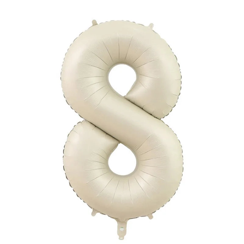 Cream Foil Number Balloons 1-9 Set | Large Digital Birthday Party Decor