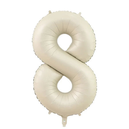 Cream Foil Number Balloons 1-9 Set | Large Digital Birthday Party Decor