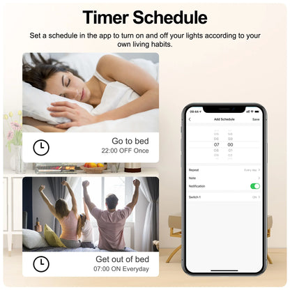 GIRIER Tuya Smart Wifi Switch Module with Energy Metering 2 Way Control Function 16A Works with Alexa Google Home Yandex Alice