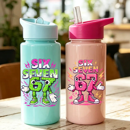 500ml 67 Printed Straw Cup | BPA Free Summer Water Bottle