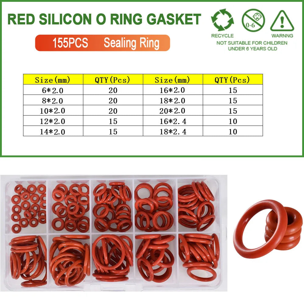 Red Silicone O-Ring Sealing Gasket | Food Grade VMQ Rubber Washer for Cooker