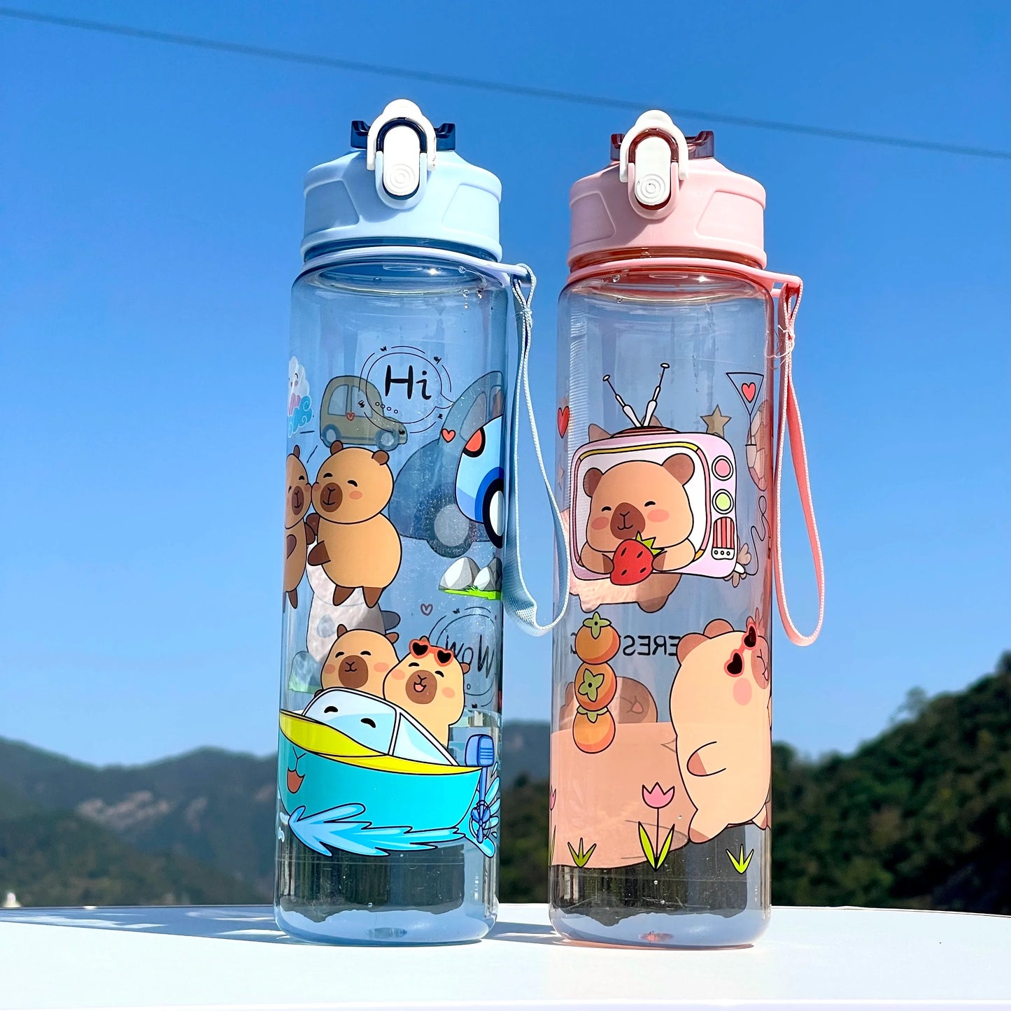 Kapibala Straw Cup 800ml | Large Capacity Portable Water Bottle for Sports and Outdoor