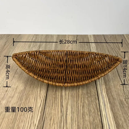 Imitation Rattan Fruit Basket Sundry Storage Basket Hand-Woven Storage Box Home Storage Supplies Tabletop Display Rattan Basket