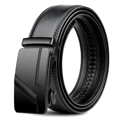 Men's PU Leather Belt with Metal Buckle — 3.5 cm (1.4 in) Wide Dress & Casual Belt for Jeans and Cargo Pants