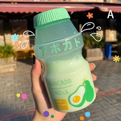 480ml Plastic Cute Yogurt Water Bottle | Yakult Shape Kawaii Milk Carton Shaker