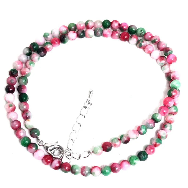 Natural Stone Bead Adjustable Necklace | Agate Opal Tigers Eye Quartz Crystal Jewelry