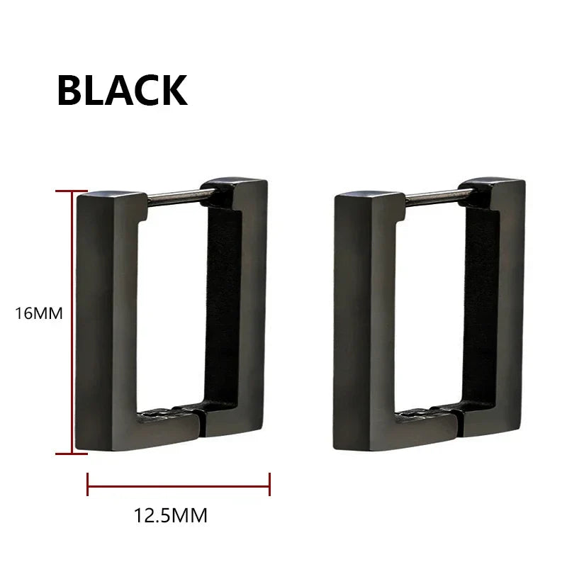 Geometric Stainless Steel Hoop Earrings | Square Triangle Punk Jewelry for Men Women