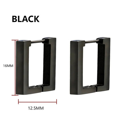 Geometric Stainless Steel Square Triangle Hoop Earrings | Unisex Punk Hip Hop Jewelry