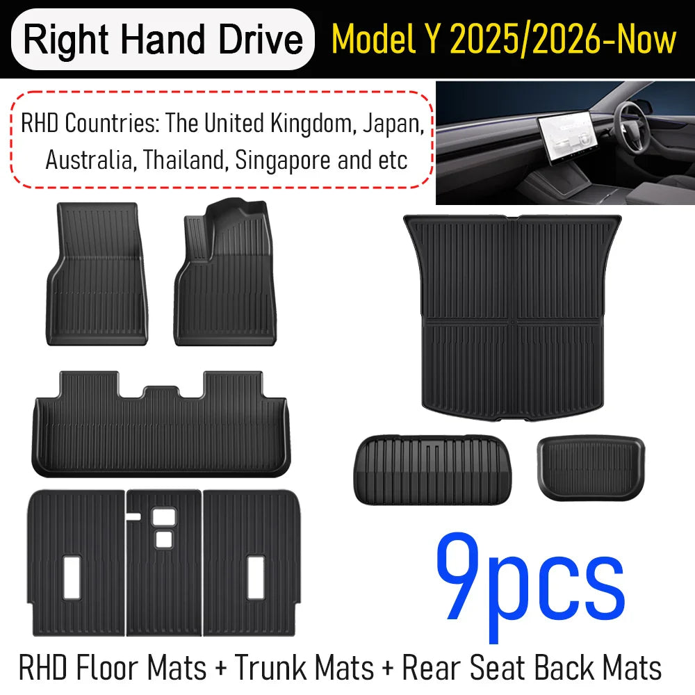 for Tesla Model Y Juniper 2025 2026 Car Floor Mats Cargo Liner Trunk Mats Backrest Kick Pads Protection Car Interior Accessories