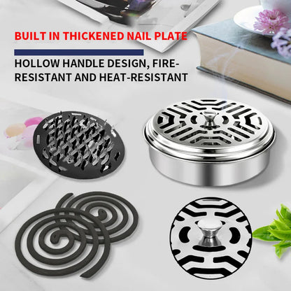 Stainless Steel Mosquito Coil Holder with Cover | Round Mosquito Coil Tray
