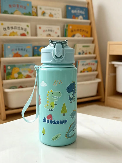 Cartoon Printed Straw Cup | BPA Free 500ml Plastic Water Bottle for Kids