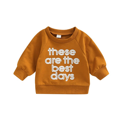 Baby Long Sleeve Letter Print Sweatshirt | Soft Cotton Blend Pullover for Girls