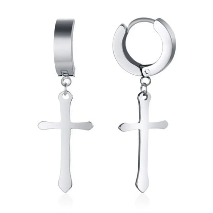 Stainless Steel Cross Earrings for Men | Religious Stud Earrings