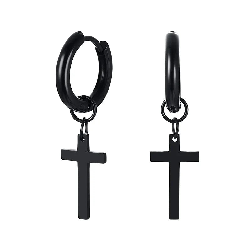 Stainless Steel Cross Earrings for Men | Religious Stud Earrings