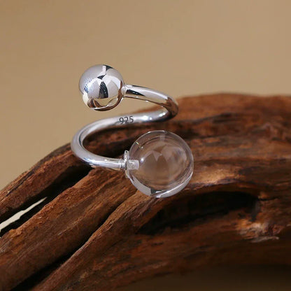 VENTFILLE 925 Sterling Silver Twisted Croissant Ring | Minimalist Chunky Geometric Jewelry