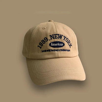 Korean Retro Embroidered Letter Baseball Cap - Unisex Casual Sun Protection Hat