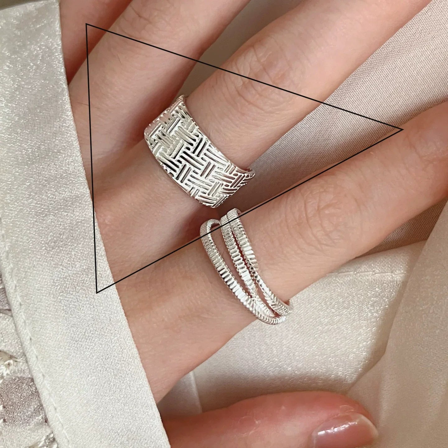VENTFILLE 925 Sterling Silver Flower Lace Ring | Korean Fashion Adjustable CZ Ring