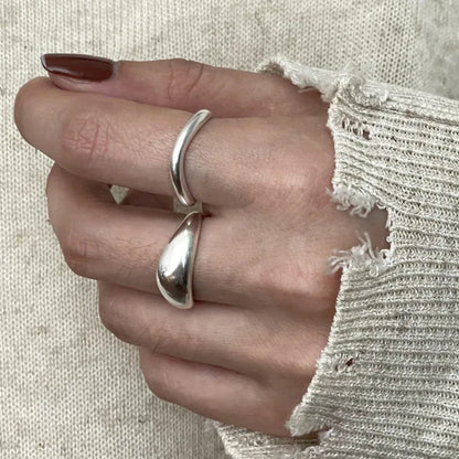 VENTFILLE 925 Sterling Silver Irregular Ring | Geometric Minimalist Jewelry for Women