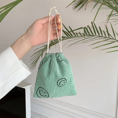 Corduroy Drawstring Pouch | Versatile Storage Bag for Jewelry, Cosmetics, and Small Essentials