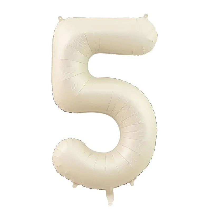 Cream Foil Number Balloons 1-9 Set | Large Digital Birthday Party Decor