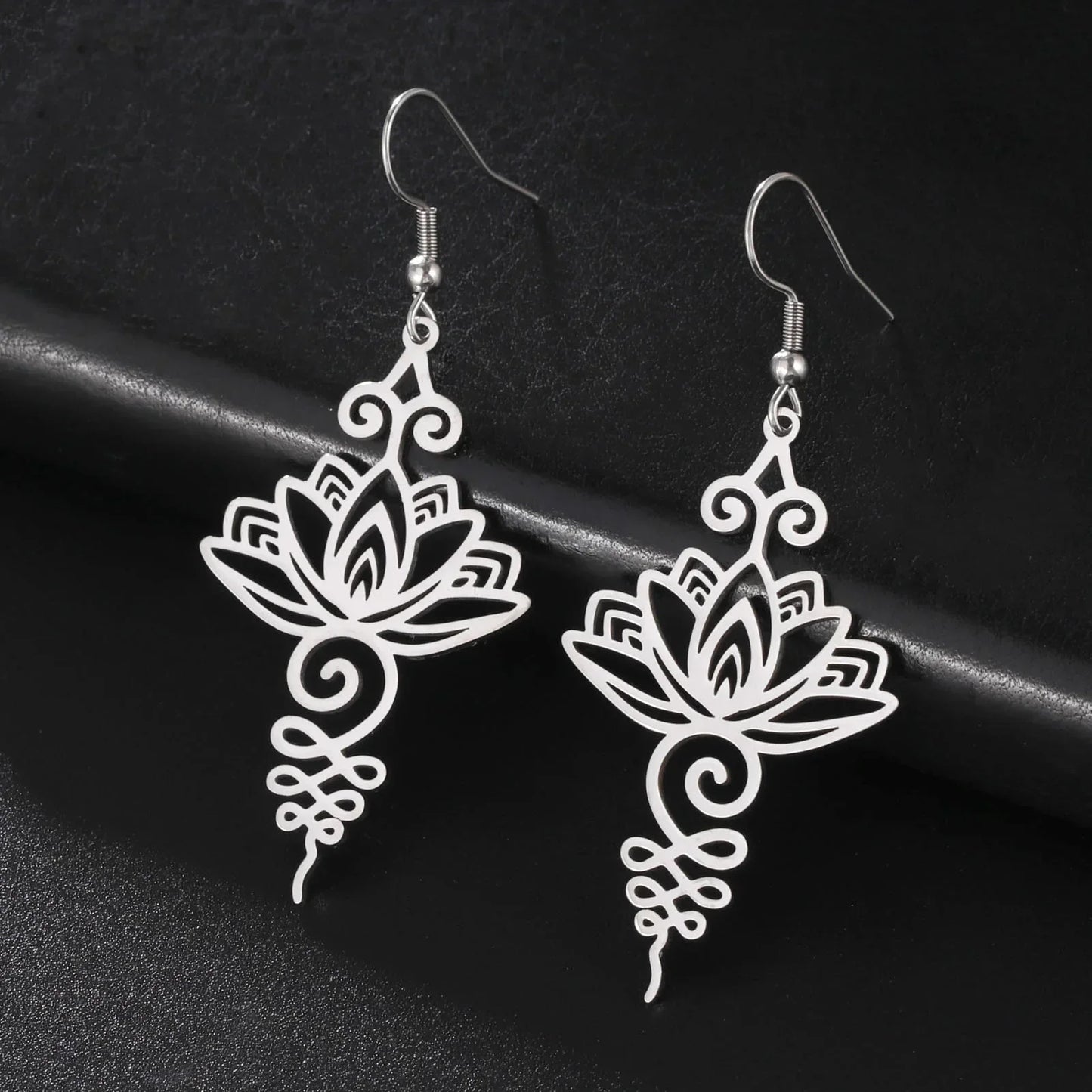 Stainless Steel Unalome Pendant Necklace | Yoga Jewelry with Lotus Flower