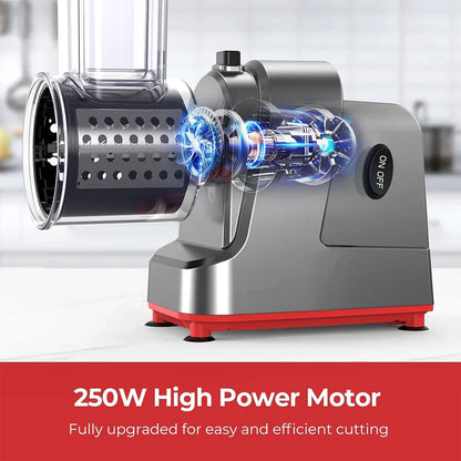 250W 5-in-1 Electric Vegetable Slicer Shredder Salad Shooter Cheese Grater Cutter for Carrot Cabbage Potato