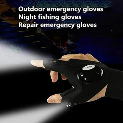 LED Flashlight Gloves | Waterproof Fingerless Illumination Gloves for Running, Cycling, Camping, Hiking, Rescue