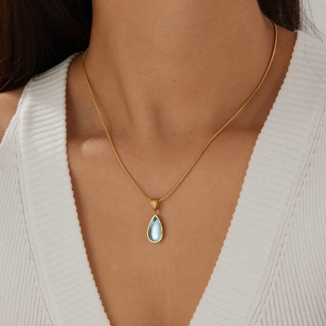 Waterdrop Pendant Necklace | Minimalist Stainless Steel Teardrop Jewelry for Women
