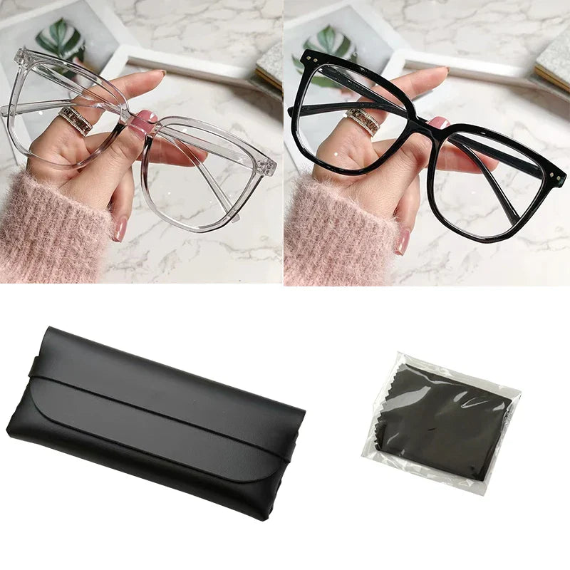 Anti-Blue Light Glasses for Women - Retro Oval Lightweight Plastic Frames with Gradient Lenses