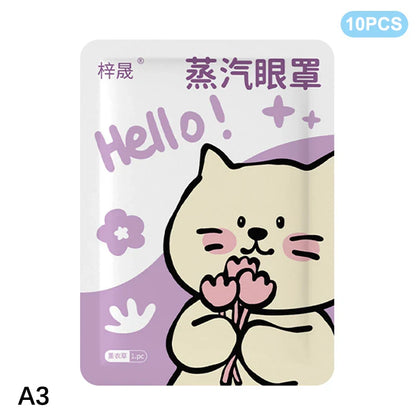 10Pcs Disposable Self-Heating Steam Eye Mask | Cartoon Sleep Aid & Eye Relaxation
