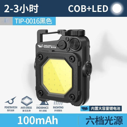 SMILING SHARK Flashlight Magnetic Clip Running Light | Rechargeable Outdoor Camping Lantern