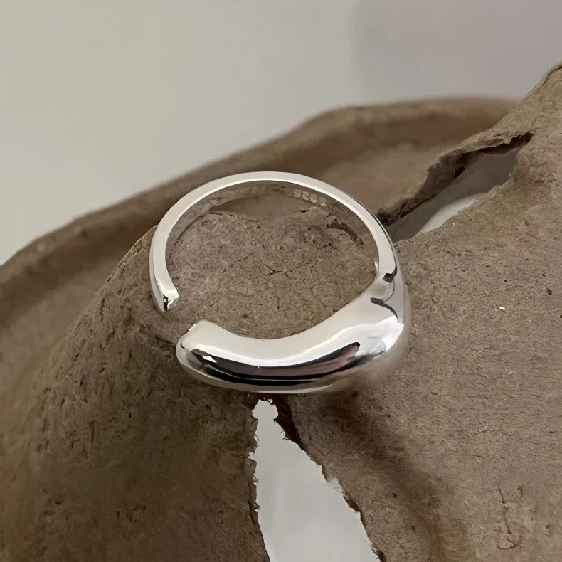 925 Sterling Silver Frosting Geometry Ring | Textured Wide Band for Women