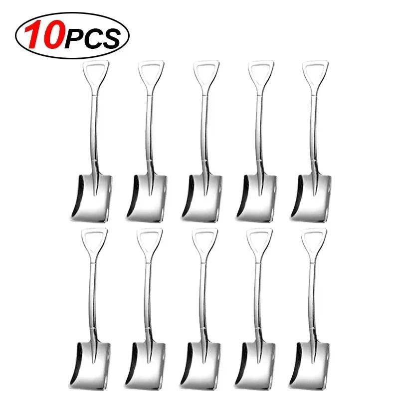 Stainless Steel Dessert Spoon Set | Shaped Spade Scoop for Ice Cream and Fruit