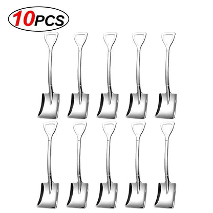 Stainless Steel Dessert Spoon Set | Shaped Spade Scoop for Ice Cream and Fruit