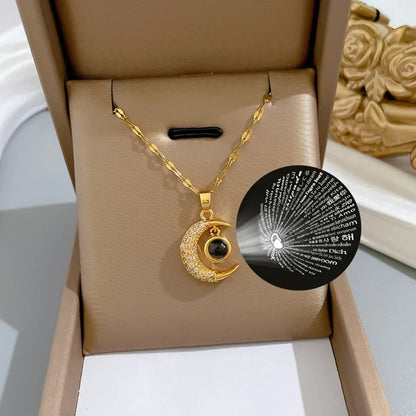 Crescent Moon Pendant Necklace | Vintage Stainless Steel Choker for Women
