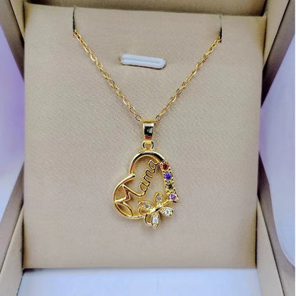 Crystal Heart Mama Necklace | Stainless Steel Pendant Jewelry for Mom